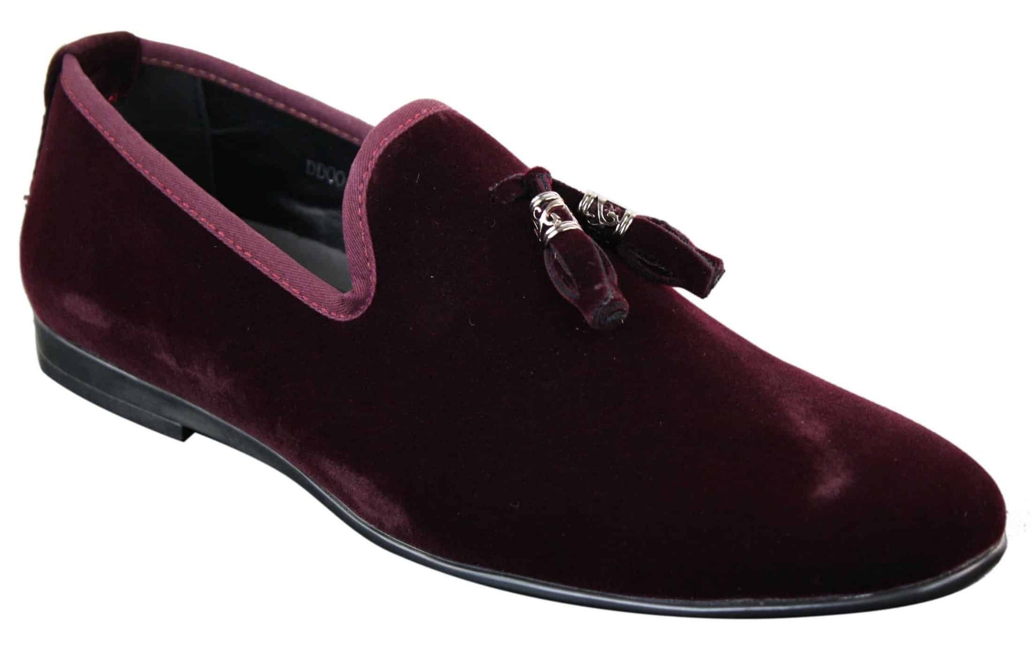 Elong dd0019 - Moški žametni brezrokavniki iz semiša z resicami, mokasini, elegantni, vinsko modri