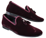 Elong dd0019 - Moški žametni brezrokavniki iz semiša z resicami, mokasini, elegantni, vinsko modri
