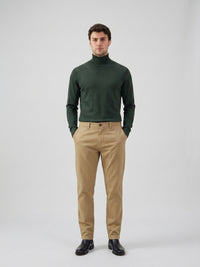 Moške kaki chino hlače iz mešanice lana, tencel bombaž, poletni material