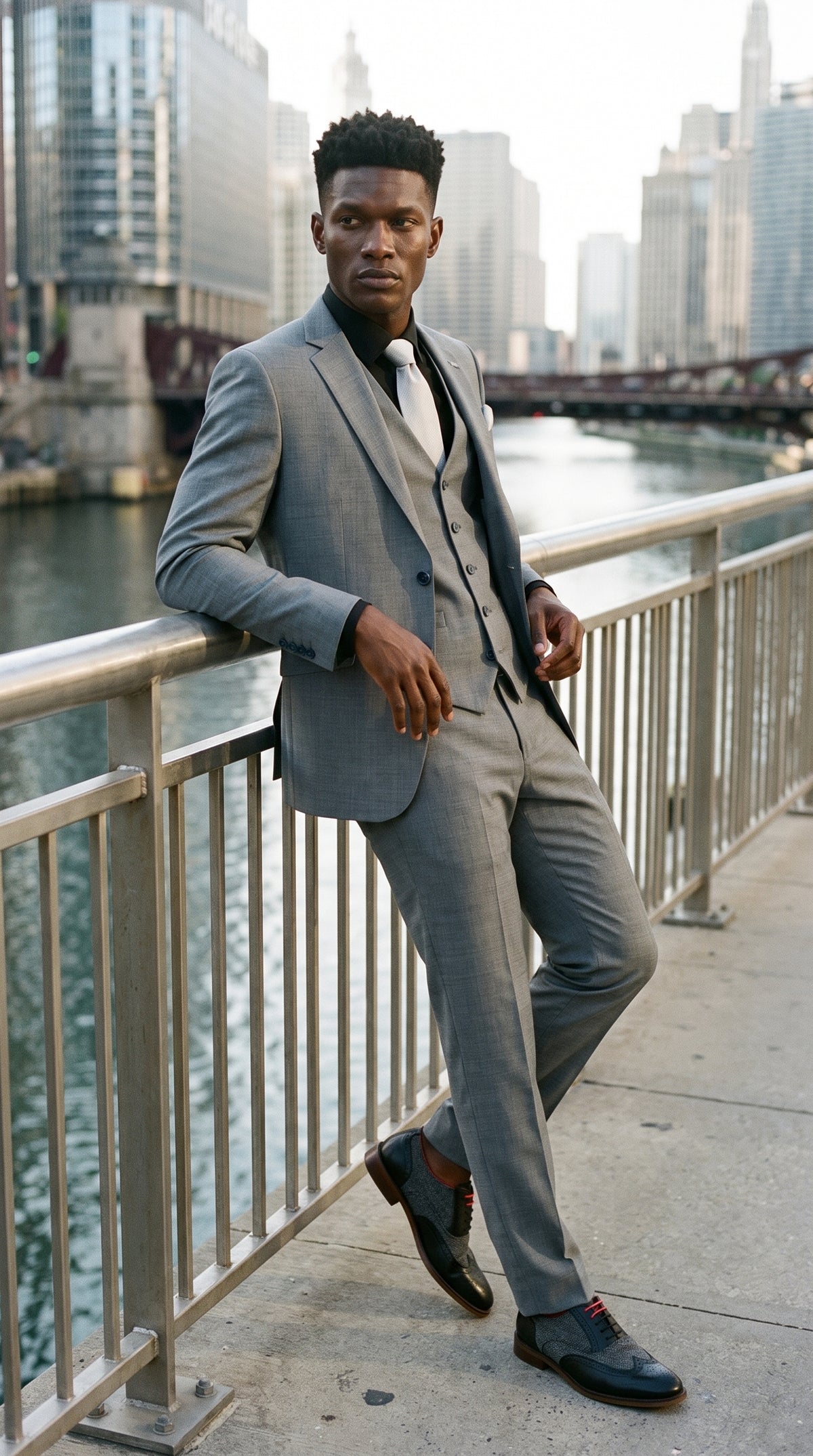 Look #426 styled with Bond - Moška siva 3-delna obleka po meri