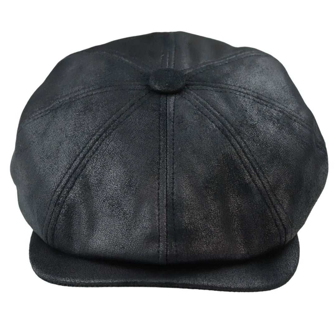 Moška 8-delna britvica Baker Boy Hat iz umetnega usnja Blinders Newsboy ravna kapa črne barve