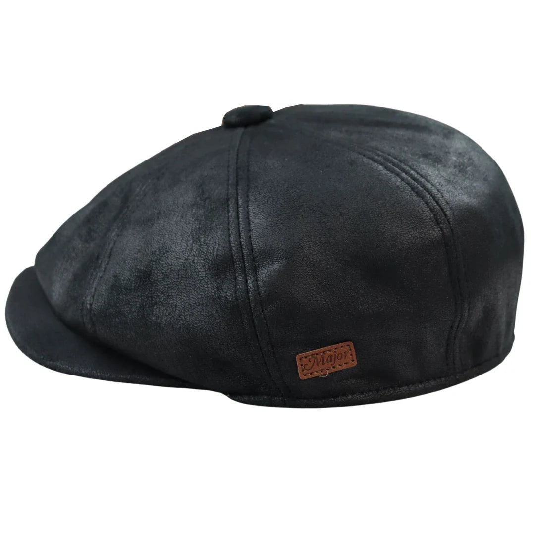 Moška 8-delna britvica Baker Boy Hat iz umetnega usnja Blinders Newsboy ravna kapa črne barve