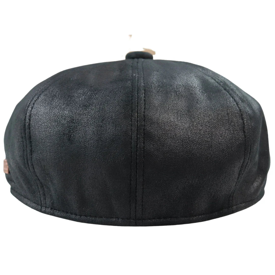 Moška 8-delna britvica Baker Boy Hat iz umetnega usnja Blinders Newsboy ravna kapa črne barve