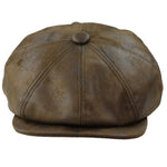 Moška 8-delna britvica Baker Boy Hat iz umetnega usnja Blinders Newsboy Flat Cap rjava