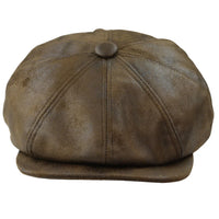Moška 8-delna britvica Baker Boy Hat iz umetnega usnja Blinders Newsboy Flat Cap rjava