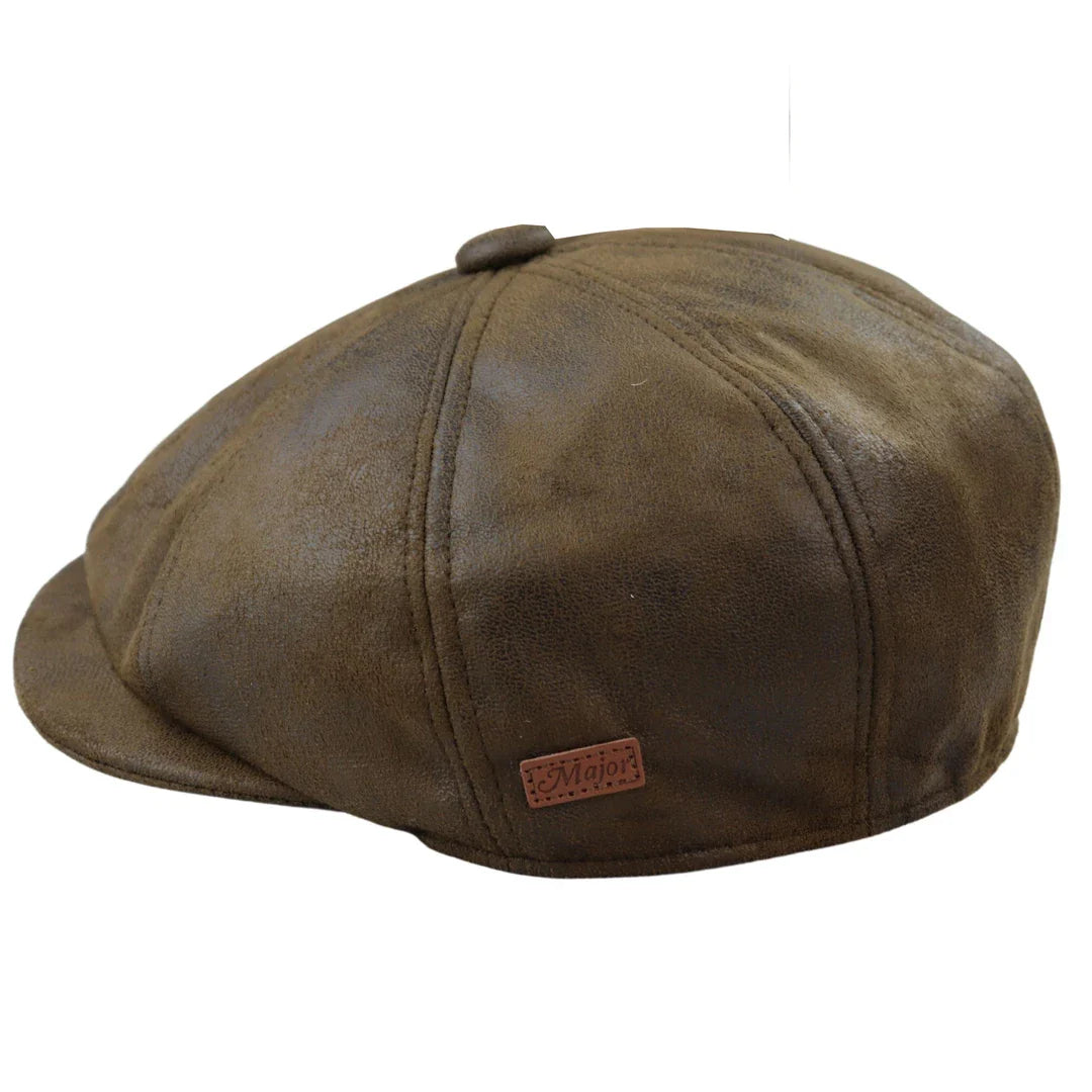 Moška 8-delna britvica Baker Boy Hat iz umetnega usnja Blinders Newsboy Flat Cap rjava