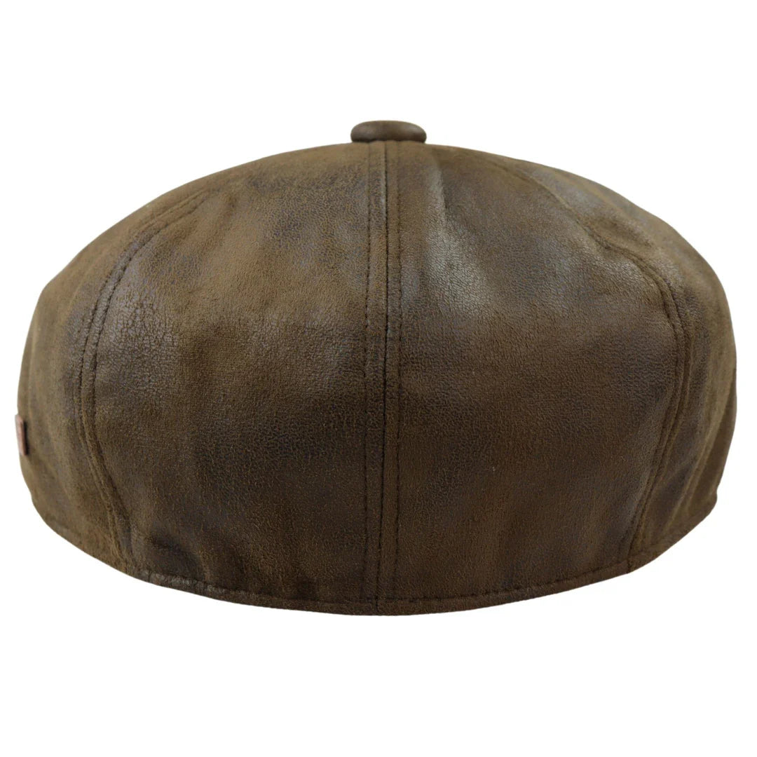 Moška 8-delna britvica Baker Boy Hat iz umetnega usnja Blinders Newsboy Flat Cap rjava