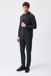 Moški ogleno modri mehki džersi blazer elegantna casual jakna