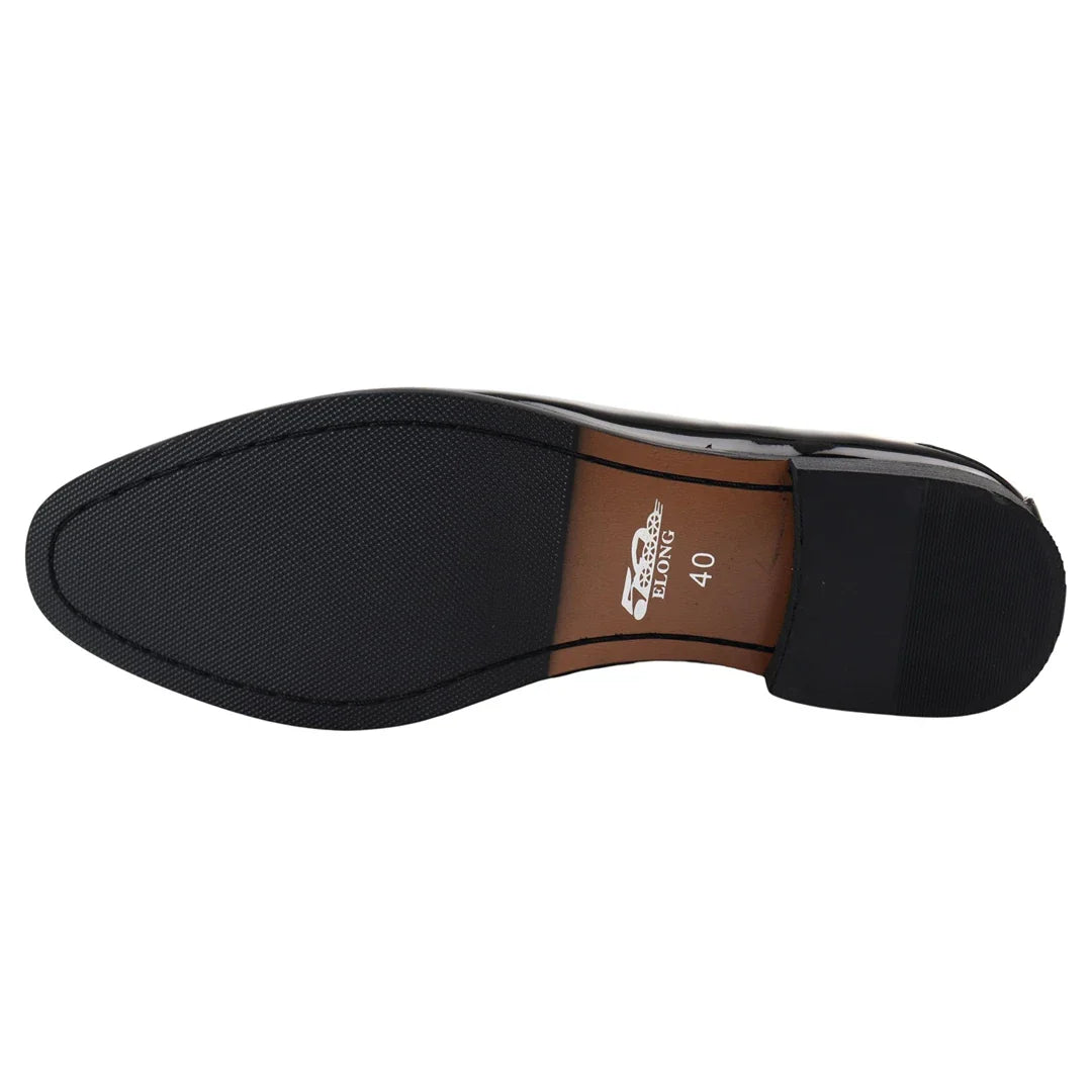 Moški črni lakirani mokasini z resicami