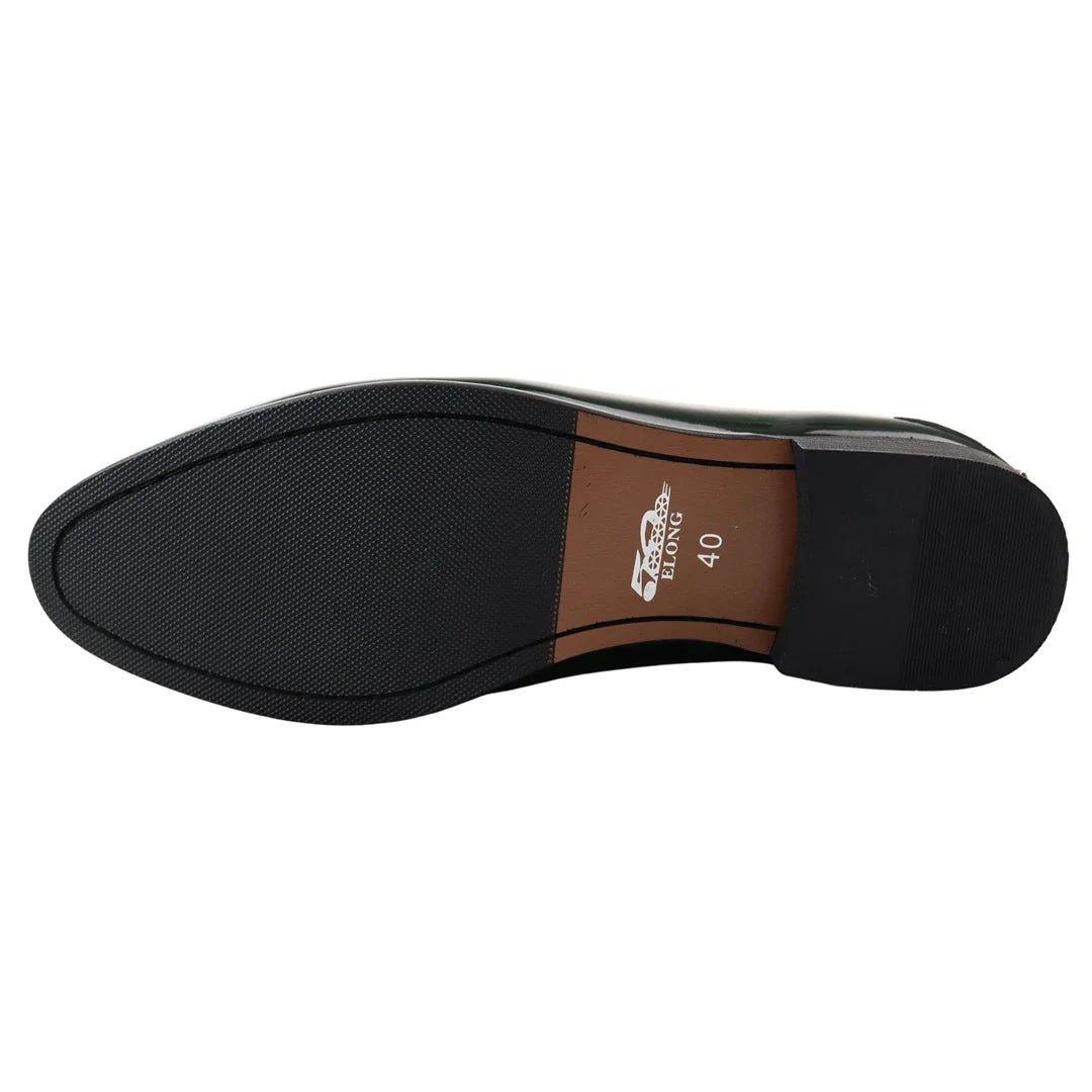 Moški lakirani zeleni mokasini z resicami