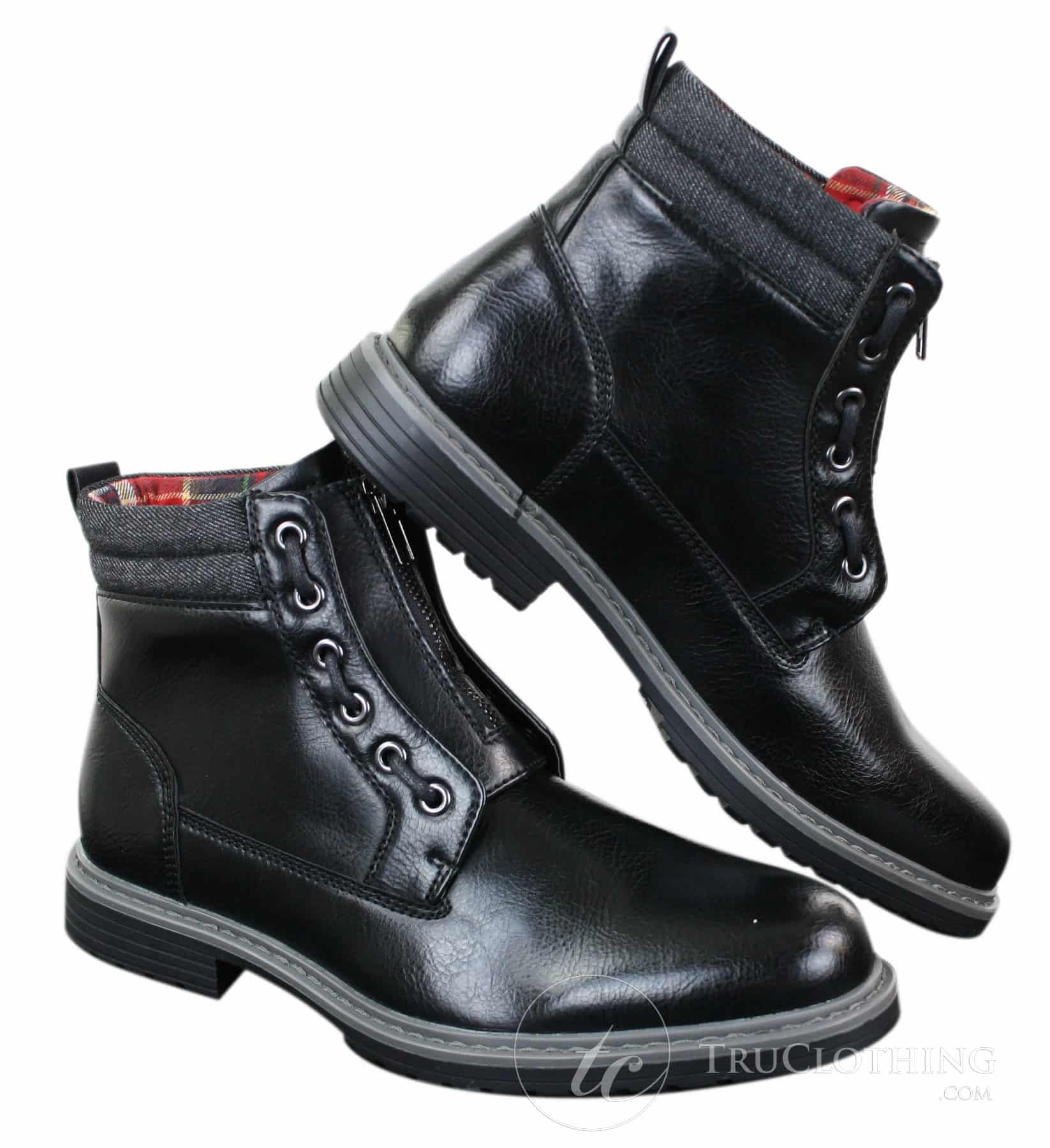 Elong EL0653 - Moški gležnjarji z zadrgo in vezalkami, rjavi, črni, usnjeni, punk rock, goth, emo