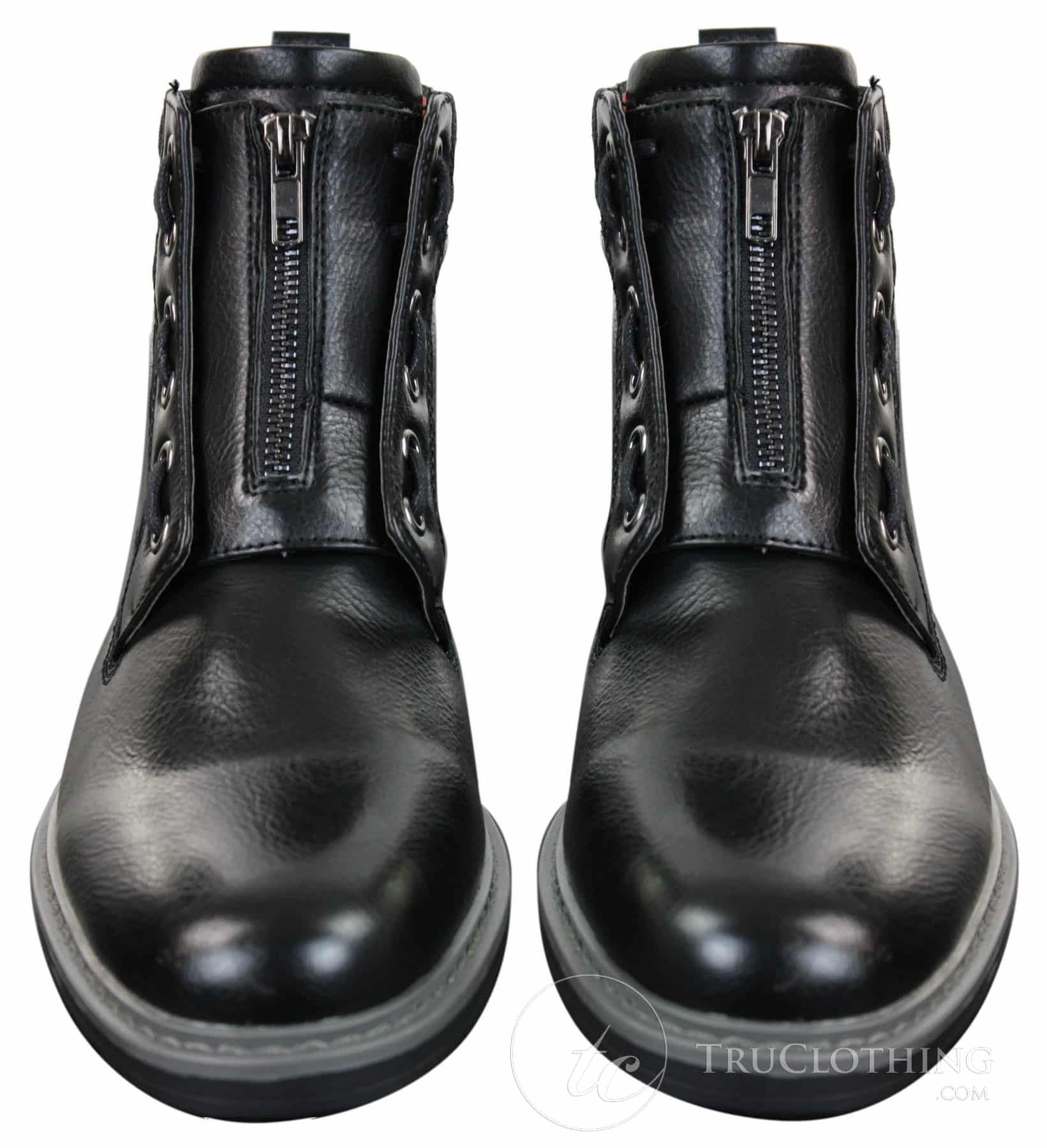Elong EL0653 - Moški gležnjarji z zadrgo in vezalkami, rjavi, črni, usnjeni, punk rock, goth, emo