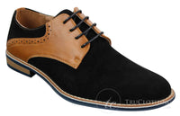 Elong K23 - Moški semiš usnjeni čevlji z vezalkami, elegantni, rjavi, udobni, z okroglim prstom