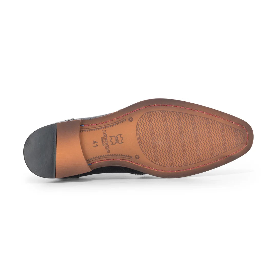 Flynn - Moški črni lakirani čevlji brogue
