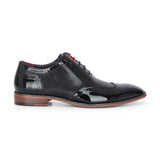 Flynn - Moški črni lakirani čevlji brogue