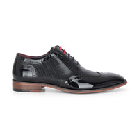 Flynn - Moški črni lakirani čevlji brogue