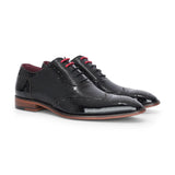 Flynn - Moški črni lakirani čevlji brogue