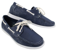 Moški retro jeans čevlji v vintage slogu z vezalkami, temno modri, oprani
