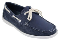 Moški retro jeans čevlji v vintage slogu z vezalkami, temno modri, oprani