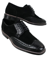 Moški črno-rjavi brogues iz semiša in kačjega usnja Gatsby Vintage