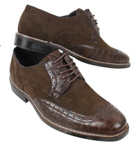 Moški črno-rjavi brogues iz semiša in kačjega usnja Gatsby Vintage