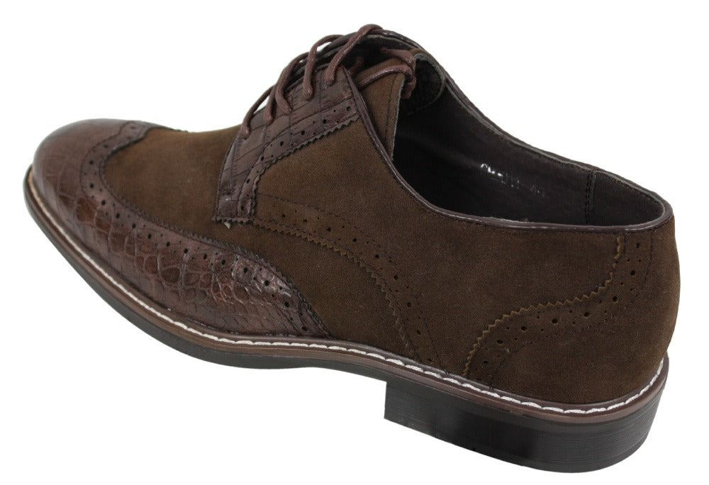 Moški črno-rjavi brogues iz semiša in kačjega usnja Gatsby Vintage