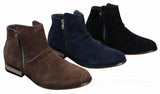 Moški italijanski semiš gležnjarji s slip-on zadrgo, elegantni in casual, puščavski Chelsea, prodajalec
