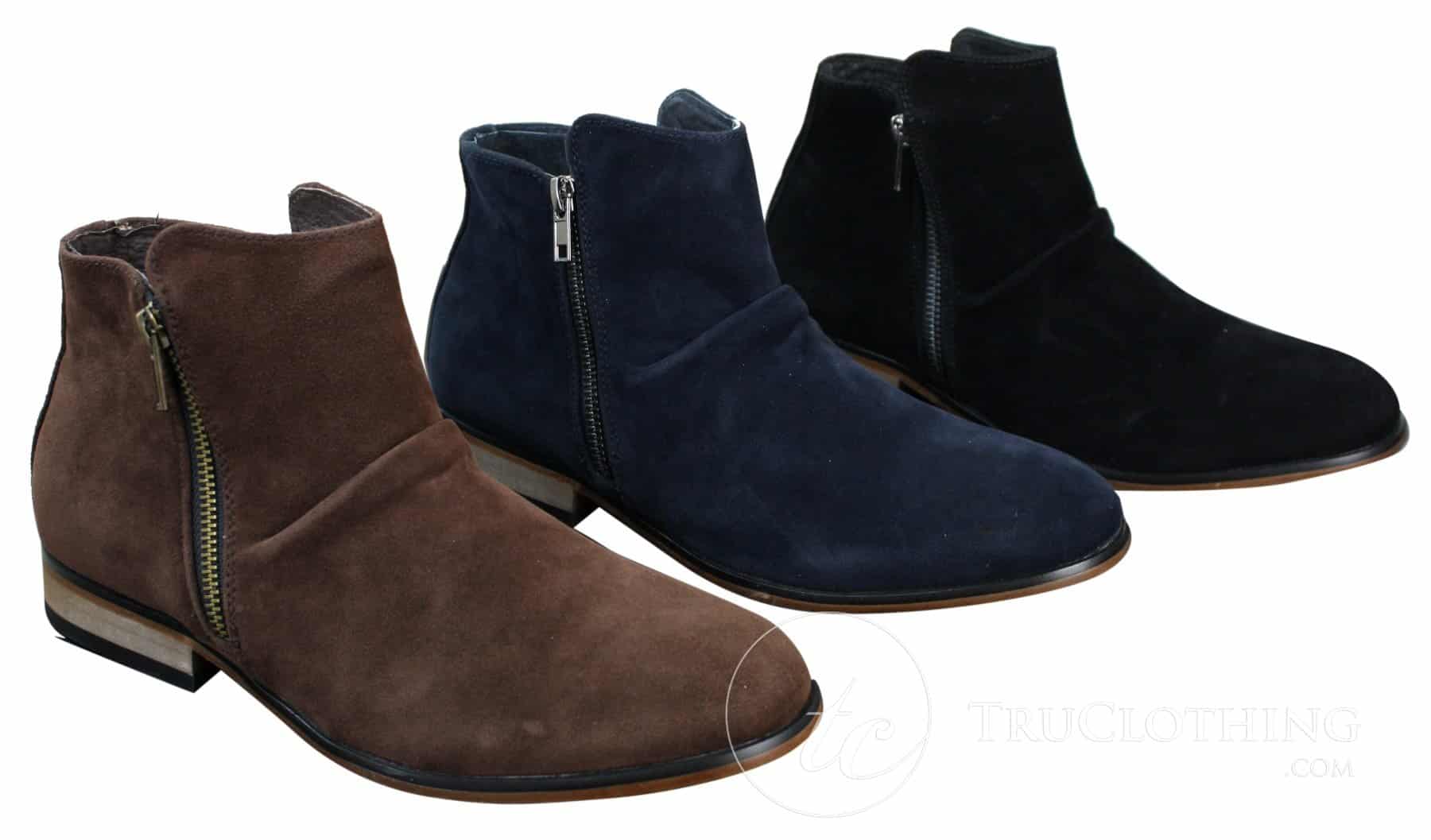 Moški italijanski semiš gležnjarji s slip-on zadrgo, elegantni in casual, puščavski Chelsea, prodajalec