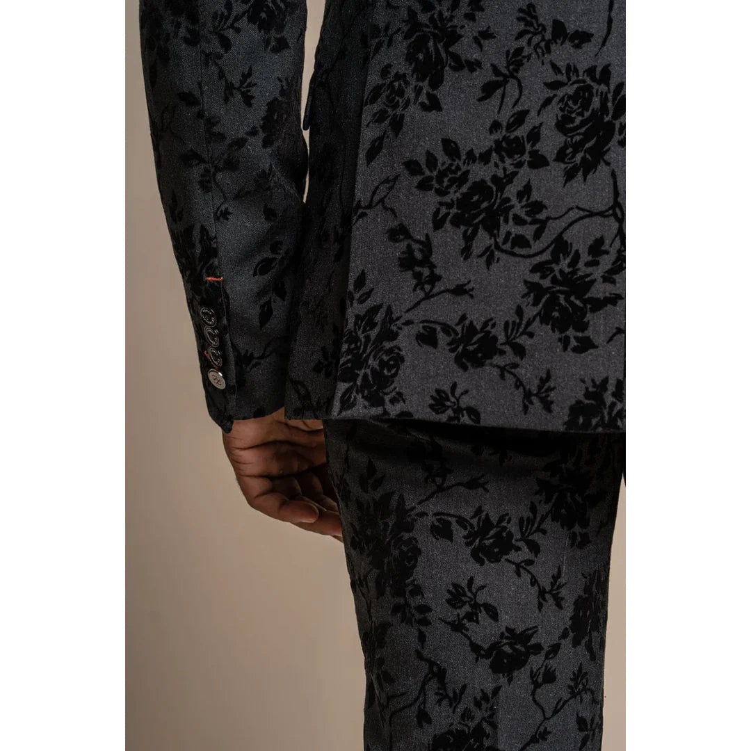 Georgi - Moški črni cvetlični blazer