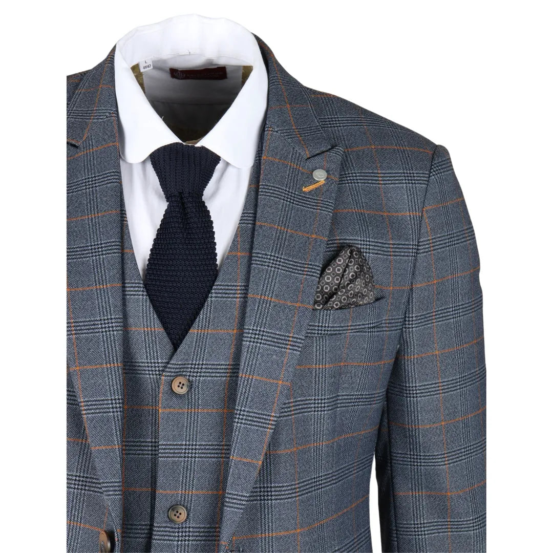 Gisborne - Moški mornarsko moder karirasti blazer