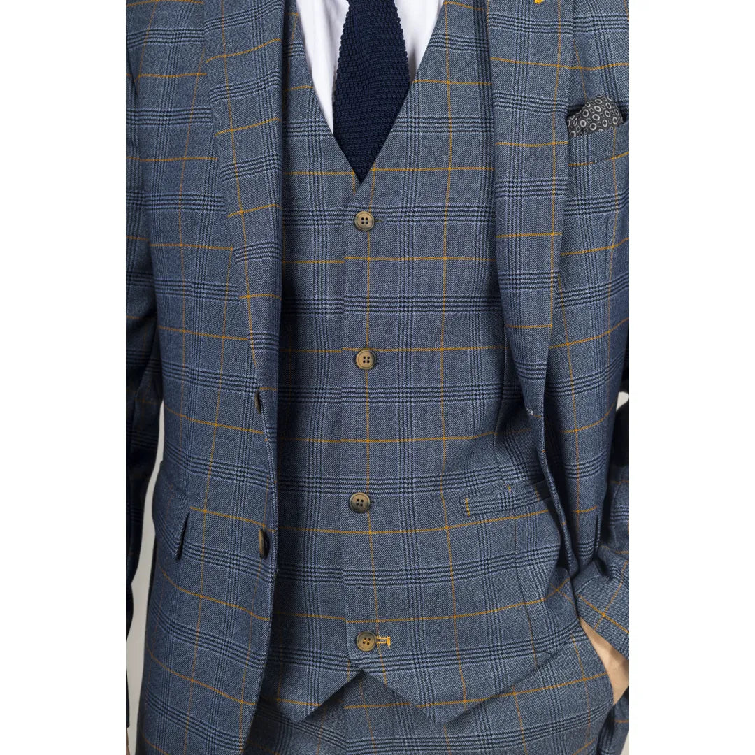 Gisborne - Moški mornarsko moder karirasti blazer