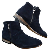 Moški italijanski semiš gležnjarji s slip-on zadrgo, elegantni in casual, puščavski Chelsea, prodajalec