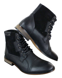 Moški gležnjarji Galax GLX3516 Retro Vintage Urban, ozki, iz usnja in semiša, z vezalkami, elegantni in casual