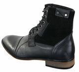 Moški gležnjarji Galax GLX3516 Retro Vintage Urban, ozki, iz usnja in semiša, z vezalkami, elegantni in casual