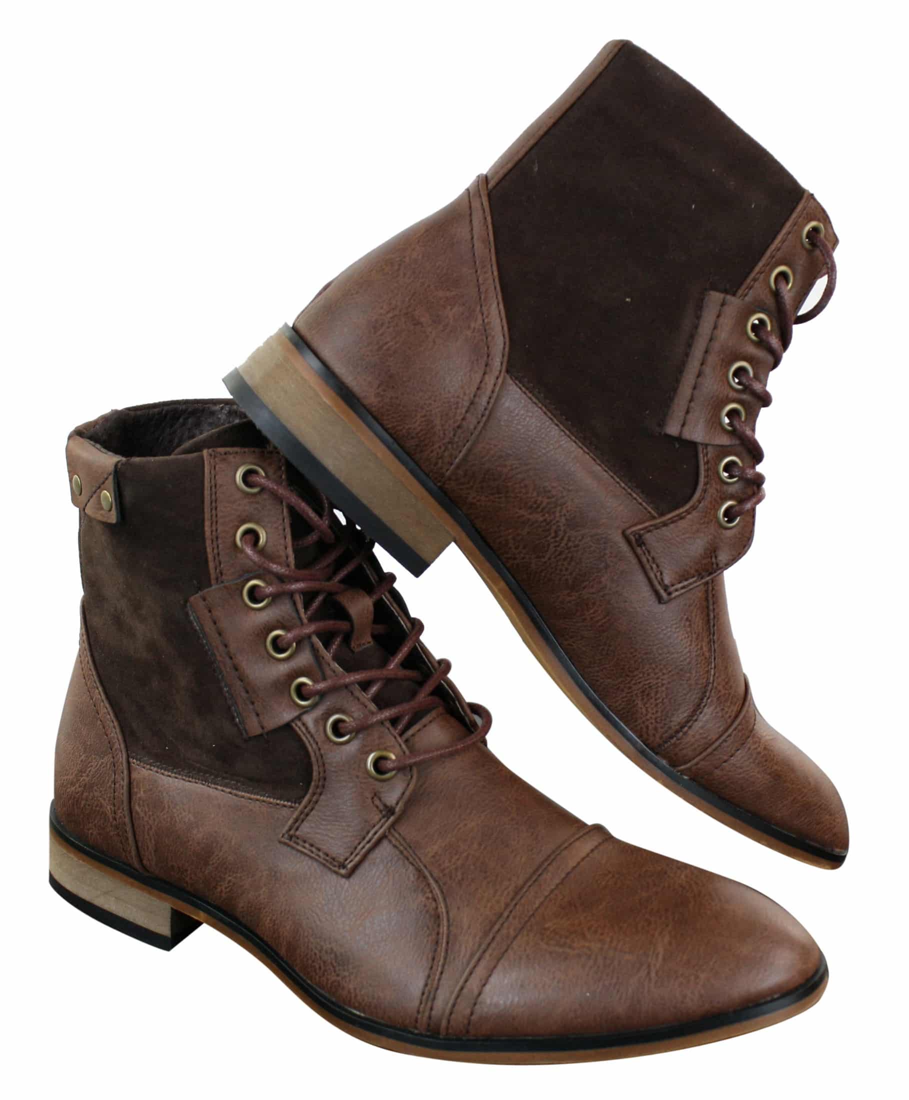 Moški gležnjarji Galax GLX3516 Retro Vintage Urban, ozki, iz usnja in semiša, z vezalkami, elegantni in casual
