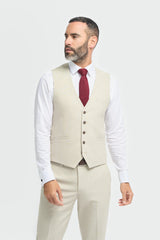 Hampton - Moška bež tridelna obleka
