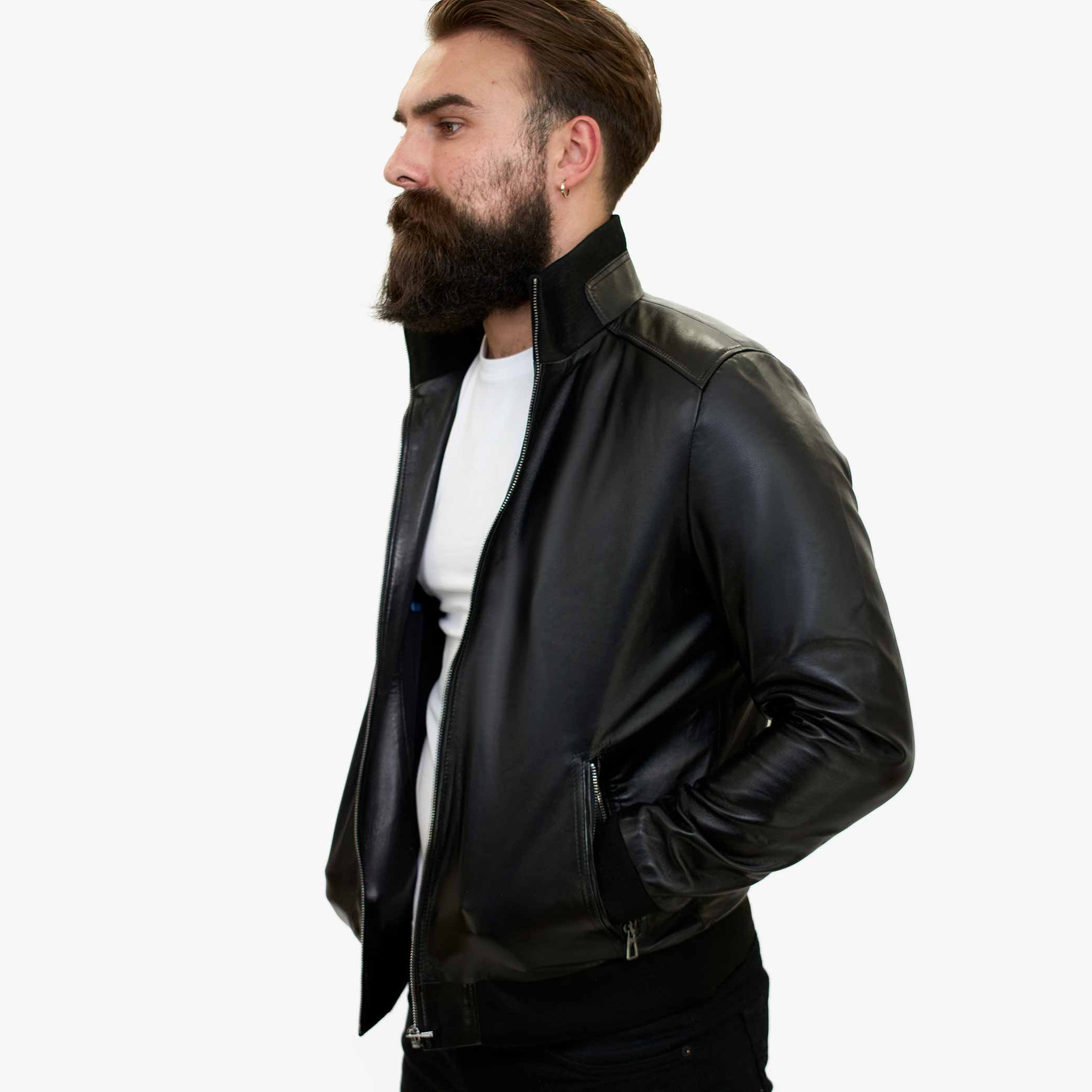 Happy Gentleman B109 - Moška bomber jakna iz jagnječjega usnja - Krojen kroj