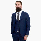 Happy Gentleman BELLO temno modra 3-delna obleka iz volne, krojen kroj