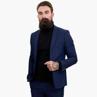 Happy Gentleman BELLO temno modra 3-delna obleka iz volne, krojen kroj
