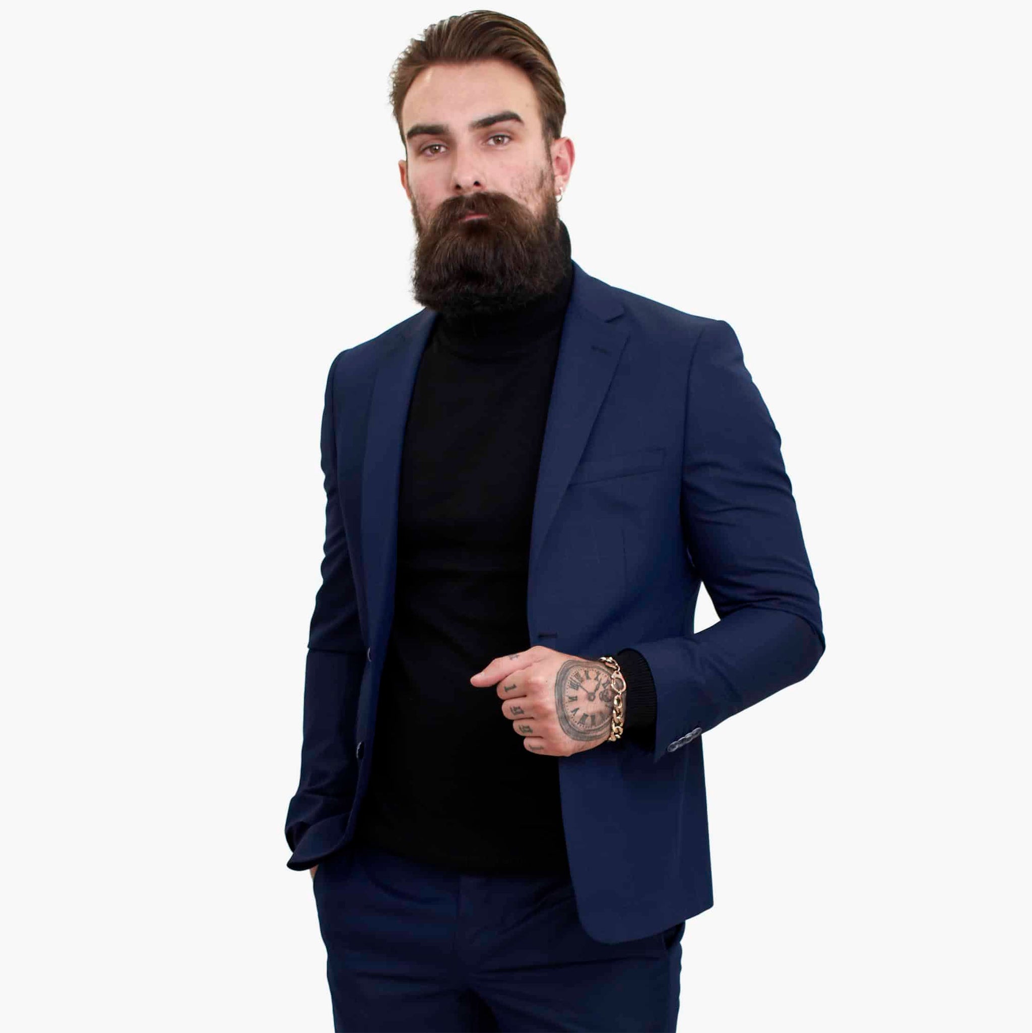 Happy Gentleman BELLO temno modra 3-delna obleka iz volne, krojen kroj