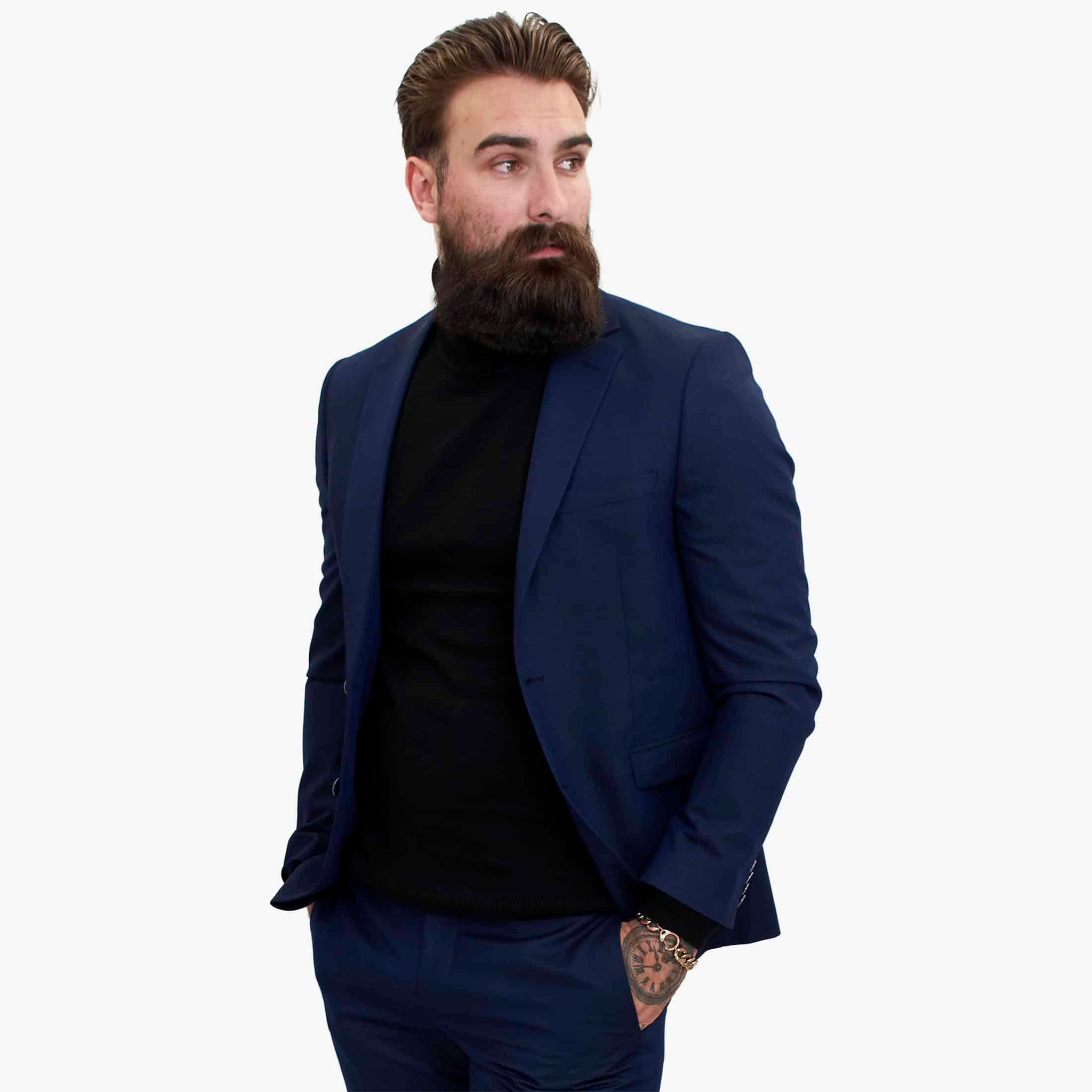 Happy Gentleman BELLO temno modra 3-delna obleka iz volne, krojen kroj