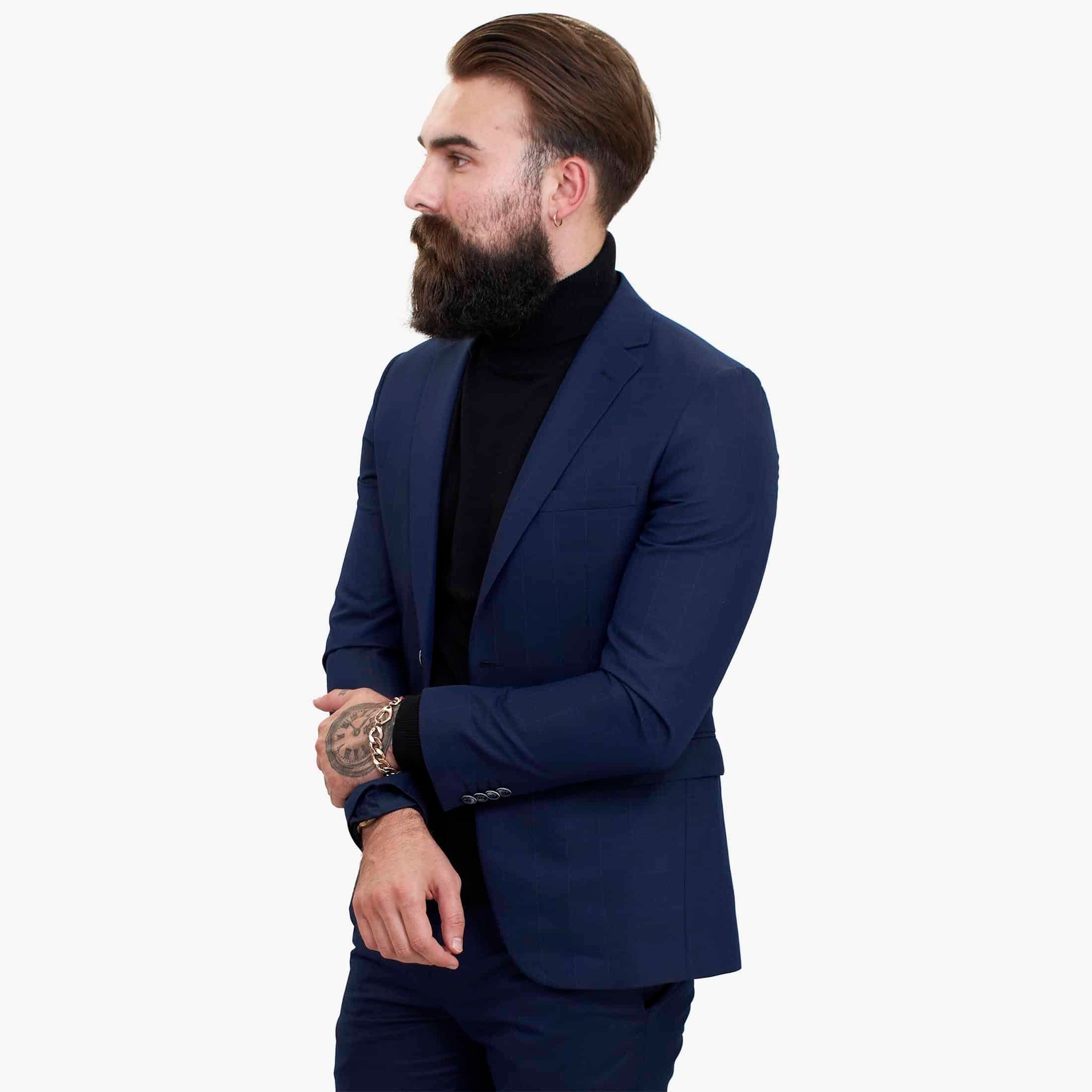 Happy Gentleman BELLO temno modra 3-delna obleka iz volne, krojen kroj