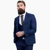 Happy Gentleman BELLO temno modra 3-delna obleka iz volne, krojen kroj