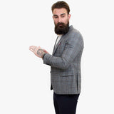 ELEGANTNA volnena obleka iz 3 delov Happy Gentleman s kontrastnim rjavim telovnikom
