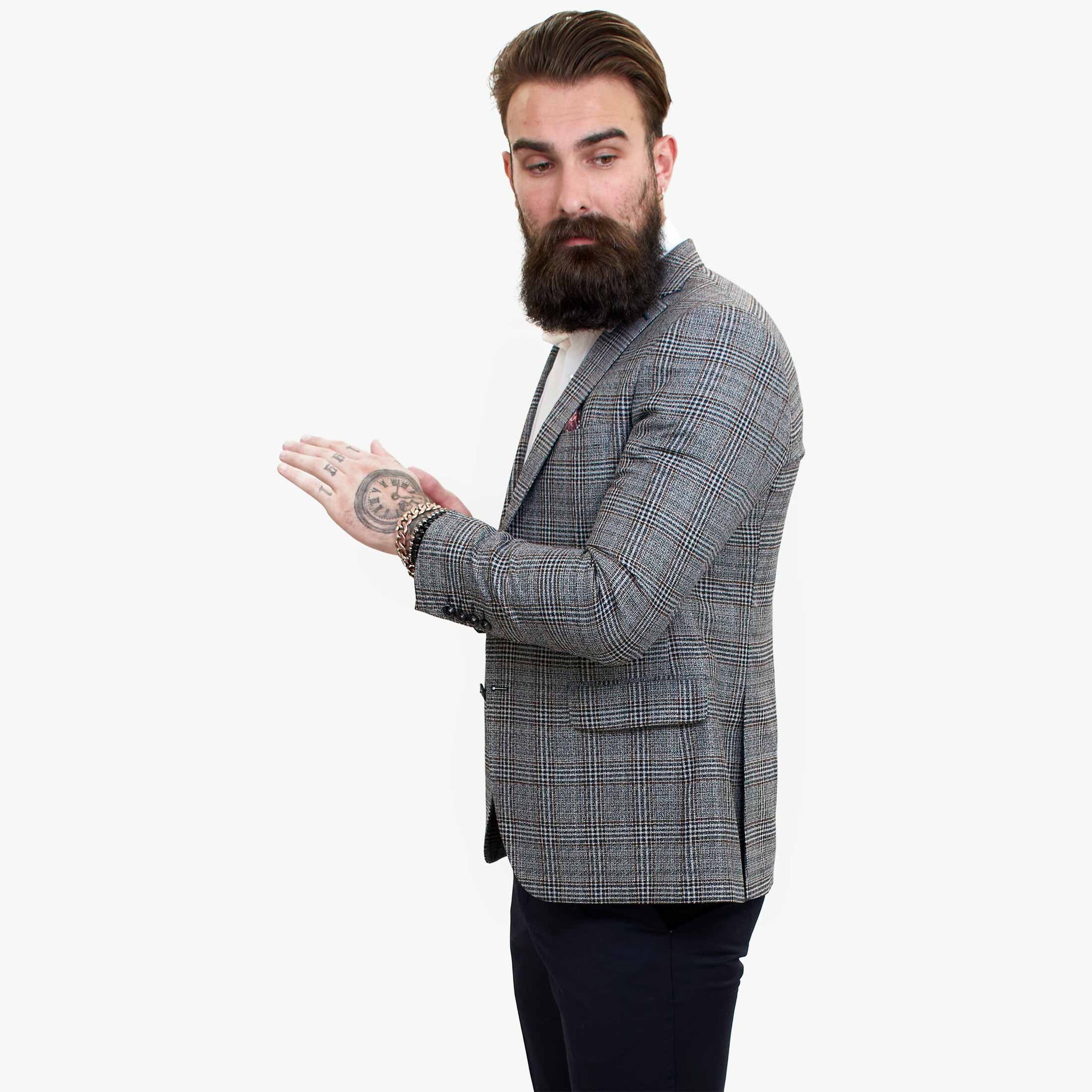 ELEGANTNA volnena obleka iz 3 delov Happy Gentleman s kontrastnim rjavim telovnikom