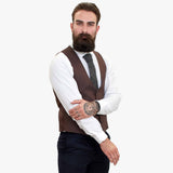 ELEGANTNA volnena obleka iz 3 delov Happy Gentleman s kontrastnim rjavim telovnikom