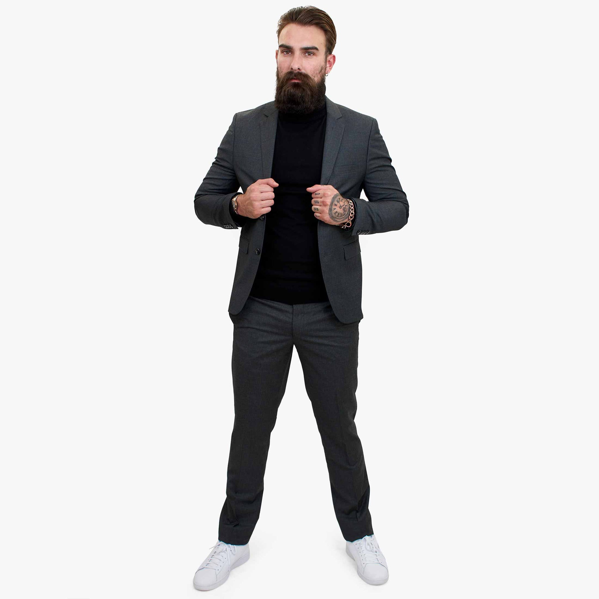 Volnena obleka Happy Gentleman GRINGO siva, 3-delna