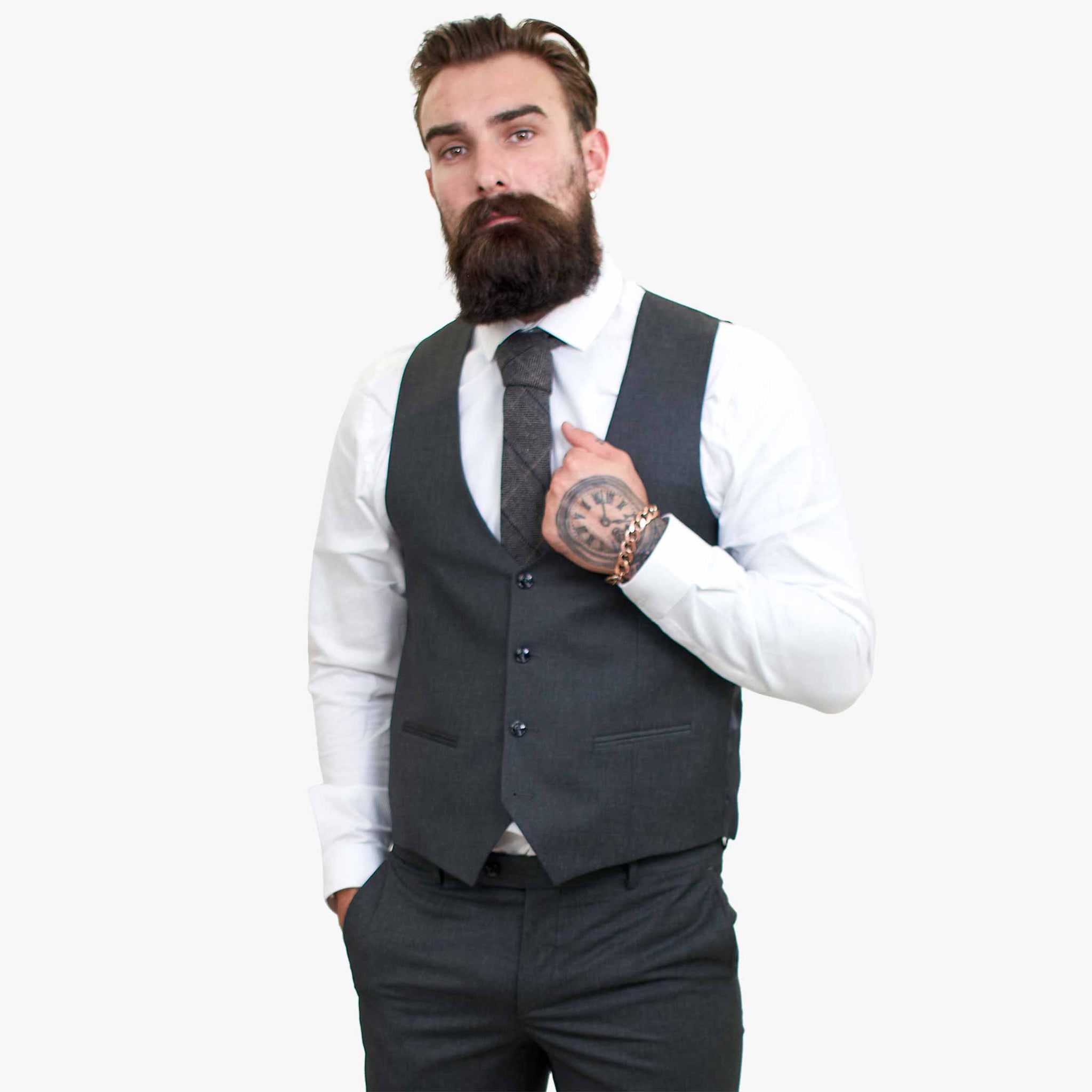 Volnena obleka Happy Gentleman GRINGO siva, 3-delna