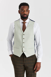 Harris Green Check Tweed obleka s kontrastnim telovnikom Belmont Sage