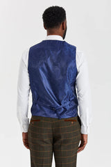 Harris Green Check Tweed obleka s kontrastnim telovnikom Belmont Sage